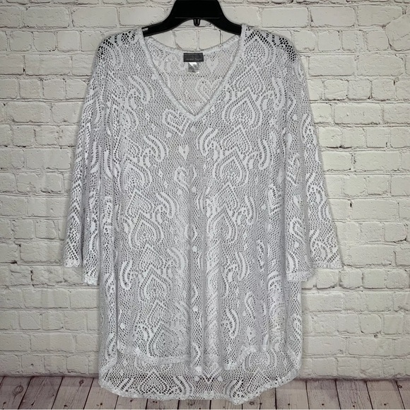 Jordyn Taylor Womens White See-Through Swim Coverup Size XL - Picture 1 of 10